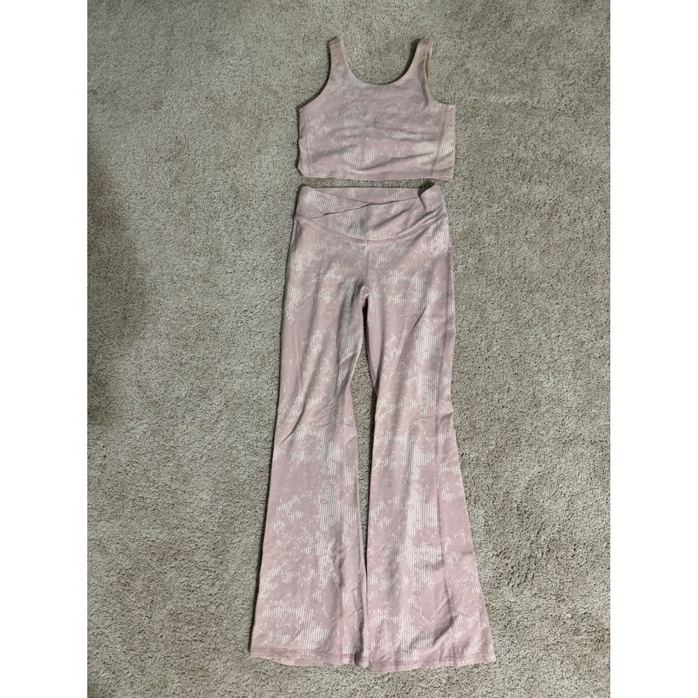 Old Navy Active Girls Pink PowerChill Flare Leggings and Crop Set Large 10-12